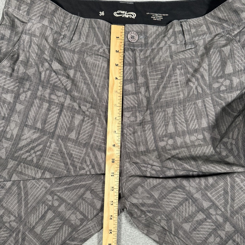Crazy Shirt Shorts Mens 36 Gray Hawaiian Print Hybrid Casual Preppy Pockets Logo - Picture 7 of 11
